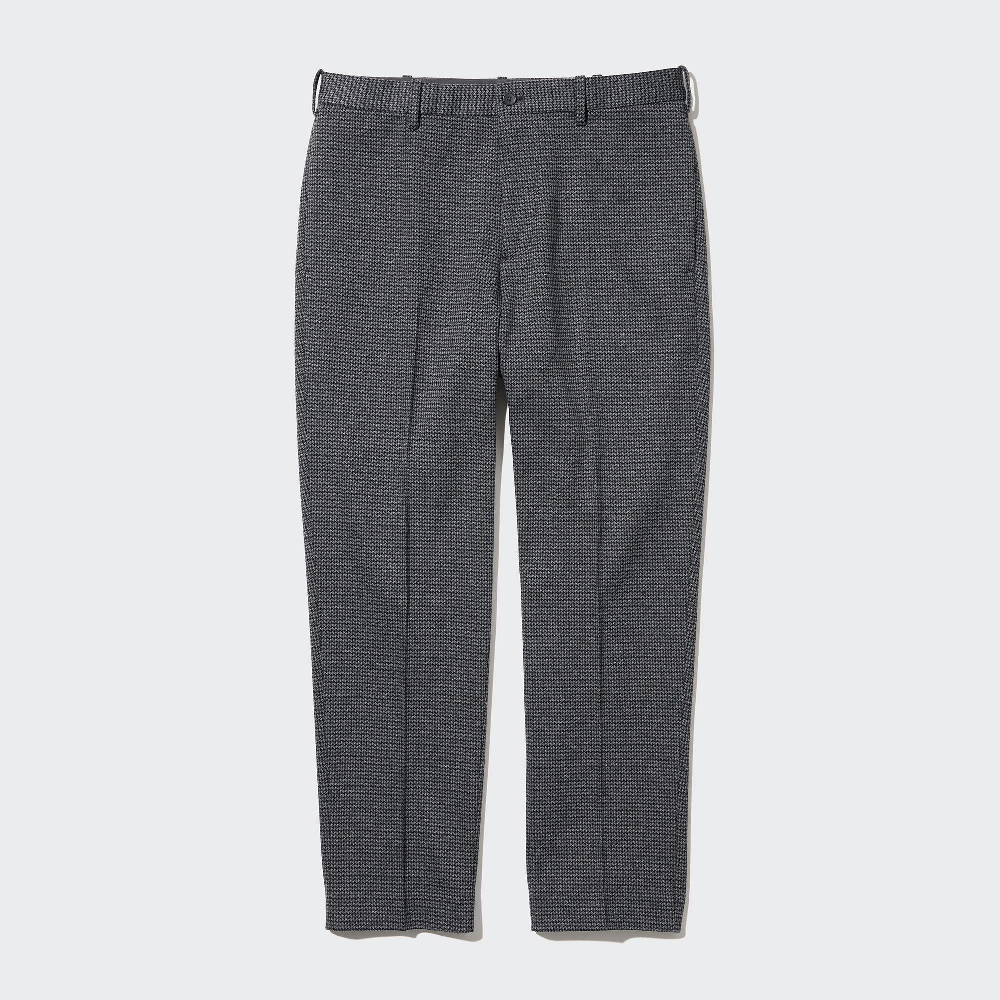 UNIQLO Smart Gun Club Checked Ankle Length Trousers Gray | 307-HANOQJ