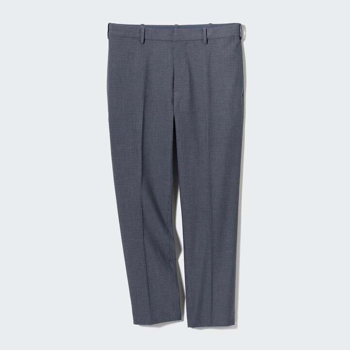 UNIQLO Smart Gunclub Checked Ankle Length Trousers Gray | 695-VFAKCM