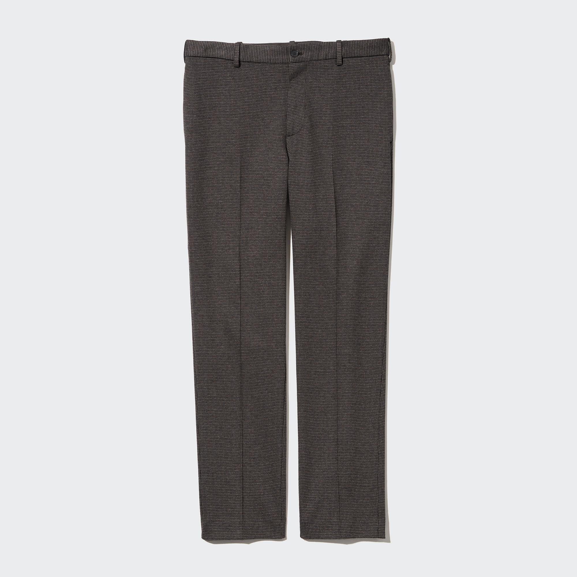 UNIQLO Smart Houndstooth Ankle Length Trousers Long Koyu Kahverengi | 567-LHCQJU