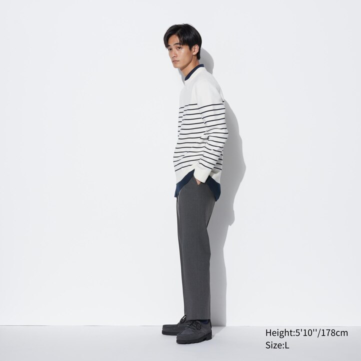 UNIQLO Smart Wool Like Ankle Length Trousers Lacivert | 741-DZTPKR