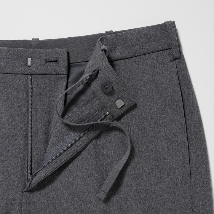 UNIQLO Smart Wool Like Ankle Length Trousers Lacivert | 741-DZTPKR