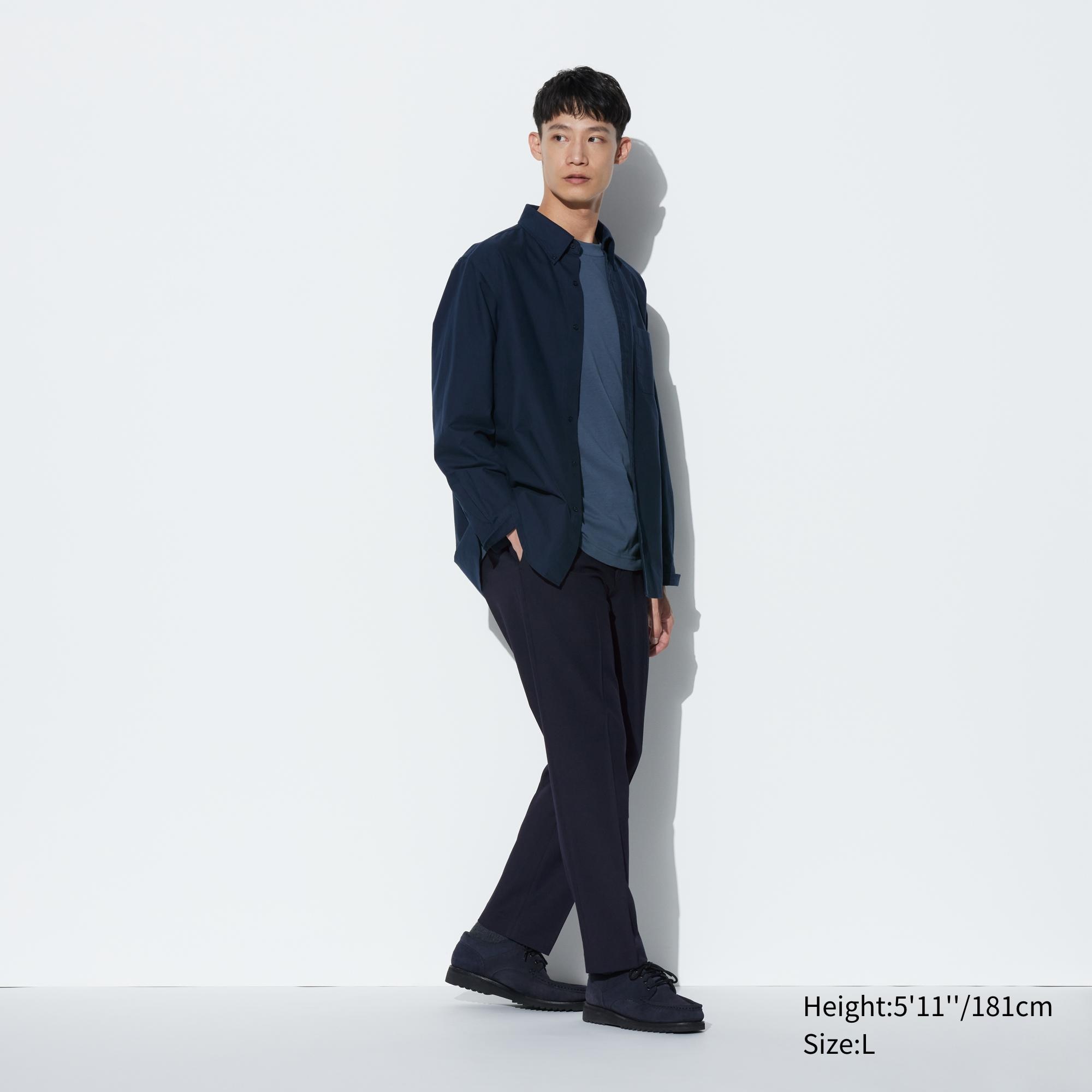 UNIQLO Smart Wool Like Ankle Length Trousers Lacivert | 741-DZTPKR