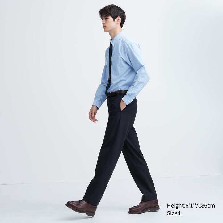 UNIQLO Smart Wool Like Ankle Length Trousers Long Gray | 126-ZKPIEQ