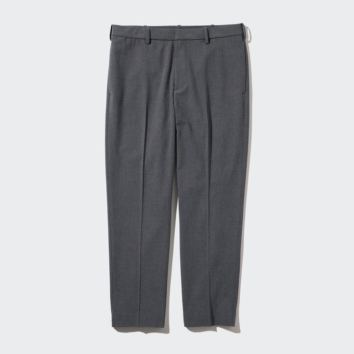 UNIQLO Smart Wool Like Ankle Length Trousers Long Gray | 259-TVHZFY