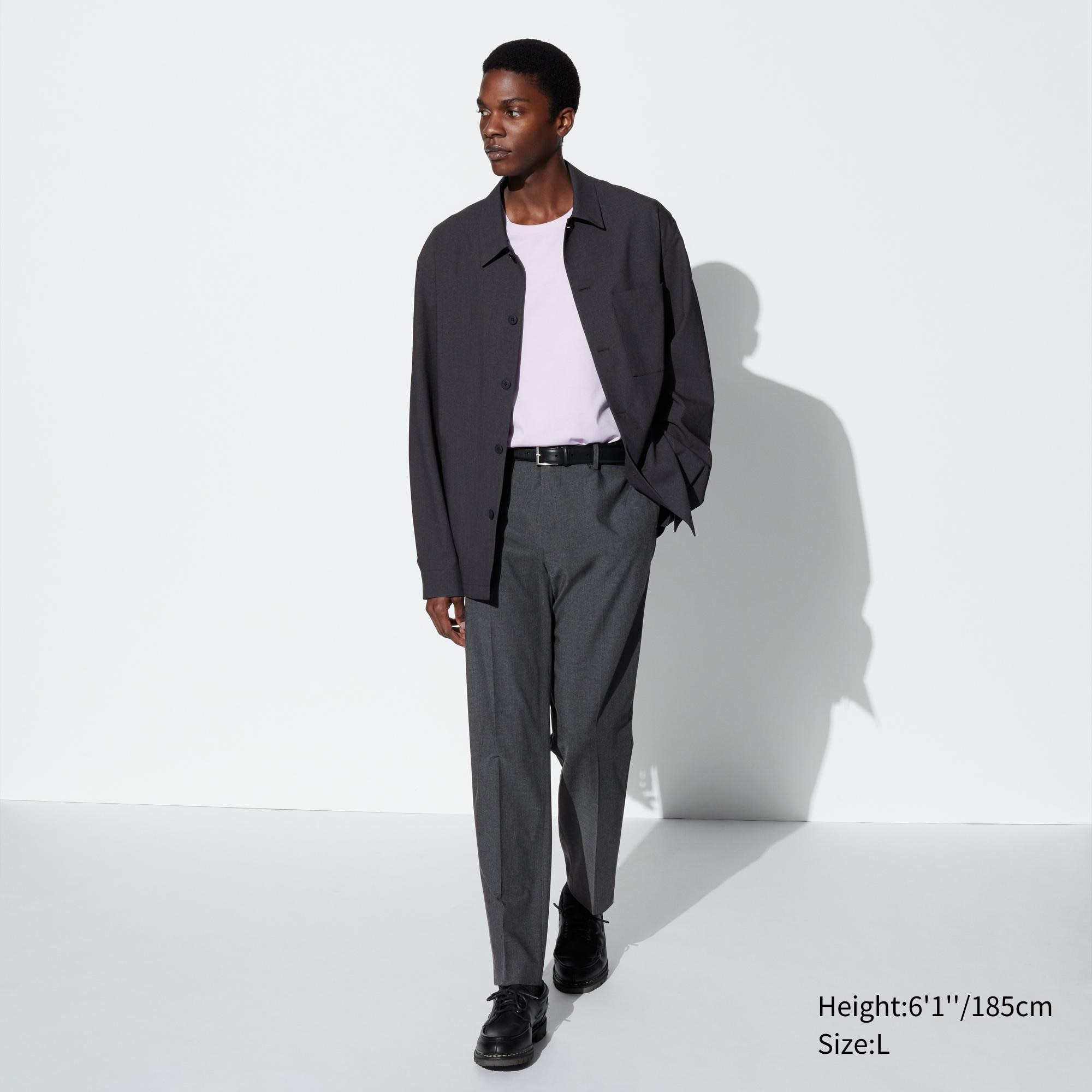 UNIQLO Smart Wool Like Ankle Length Trousers Long Gray | 259-TVHZFY