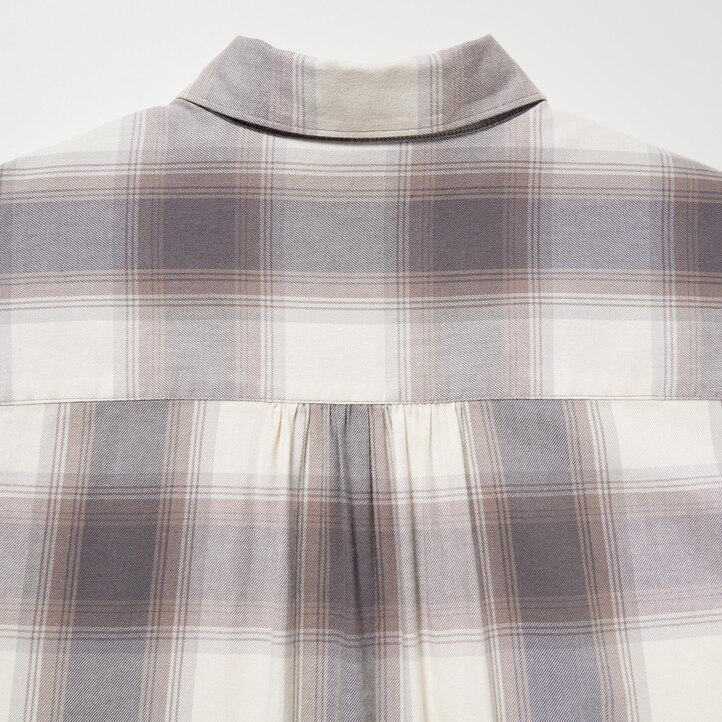 UNIQLO Soft Brushed Checked Long Sleeved Shirt Gray | 702-RLMGPN