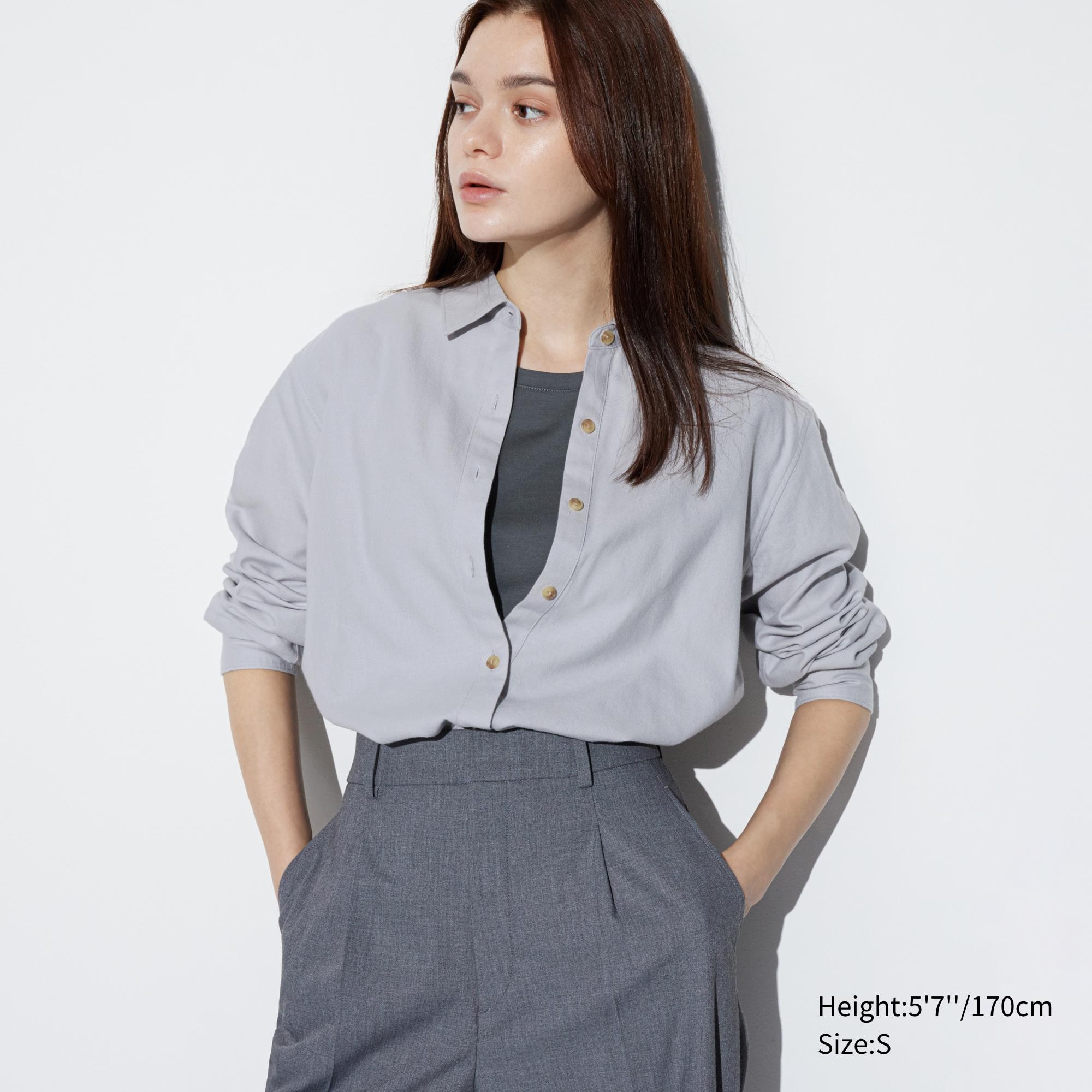 UNIQLO Soft Brushed Long Sleeved Shirt Açık | 540-MPLRZF