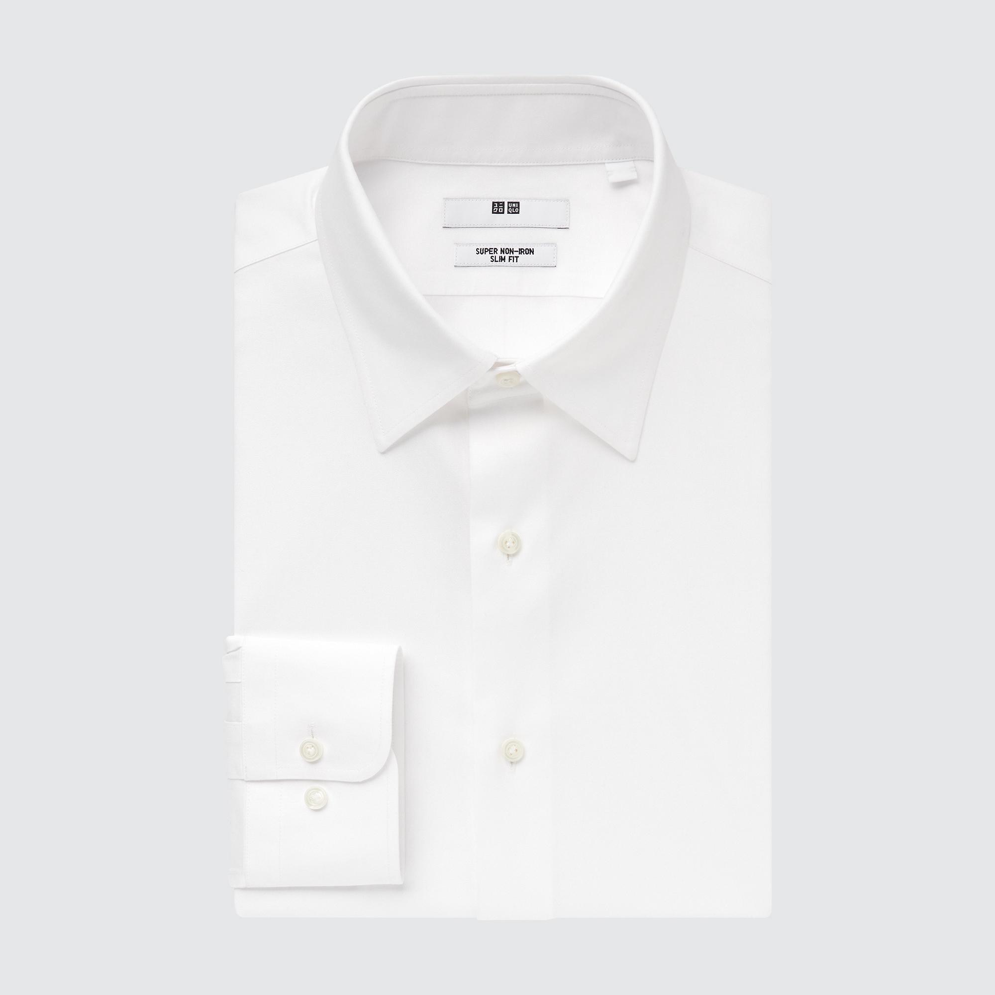 UNIQLO Super Non Iron Slim FiT-Shirt Regular Collar Beyaz | 849-JYWDBF