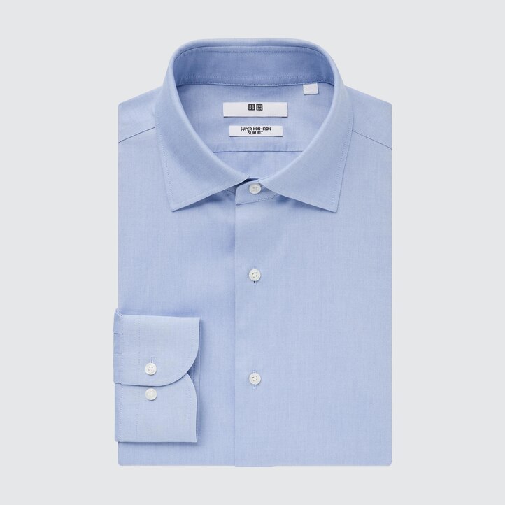 UNIQLO Super Non Iron Slim FiT-Shirt Semi Cutaway Collar Beyaz | 586-QCNOPG