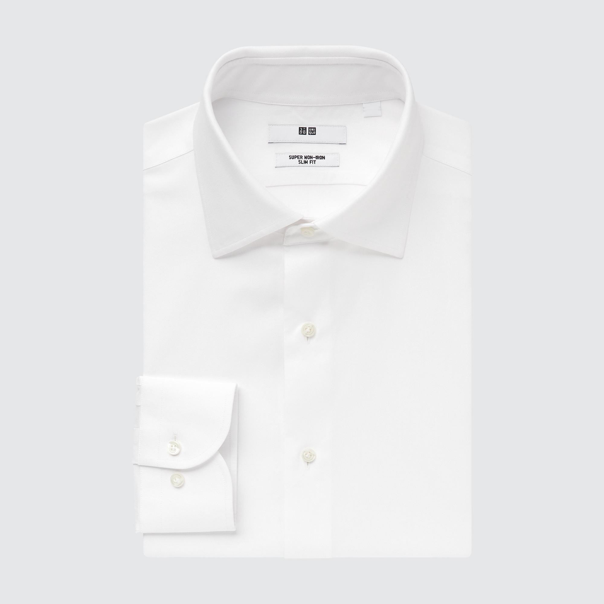 UNIQLO Super Non Iron Slim FiT-Shirt Semi Cutaway Collar Beyaz | 586-QCNOPG