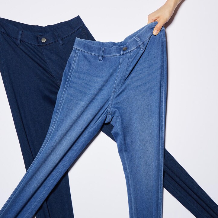 UNIQLO Ultra Stretch Denim Leggings Long Mavi | 879-QHXKFV