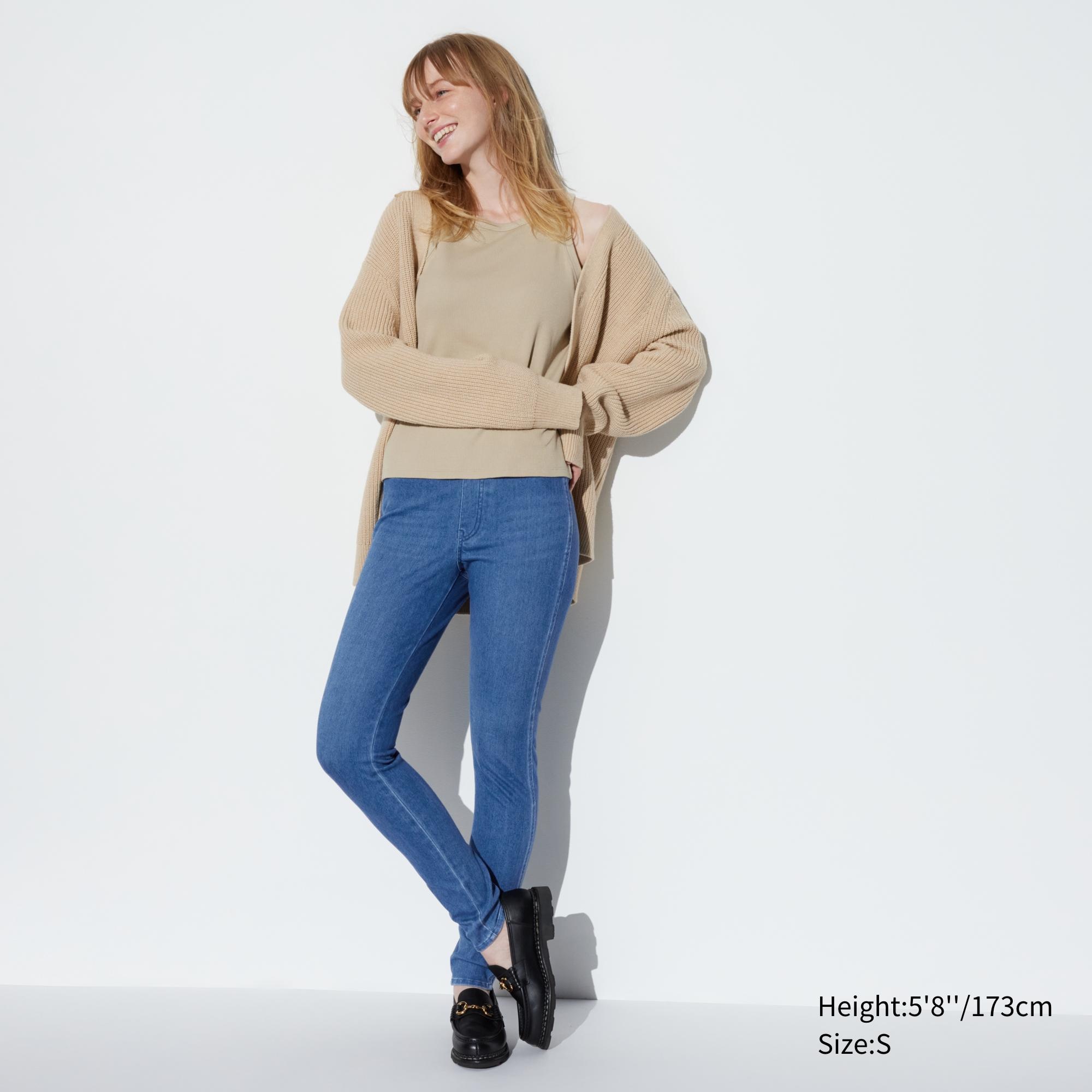 UNIQLO Ultra Stretch Denim Leggings Long Mavi | 879-QHXKFV