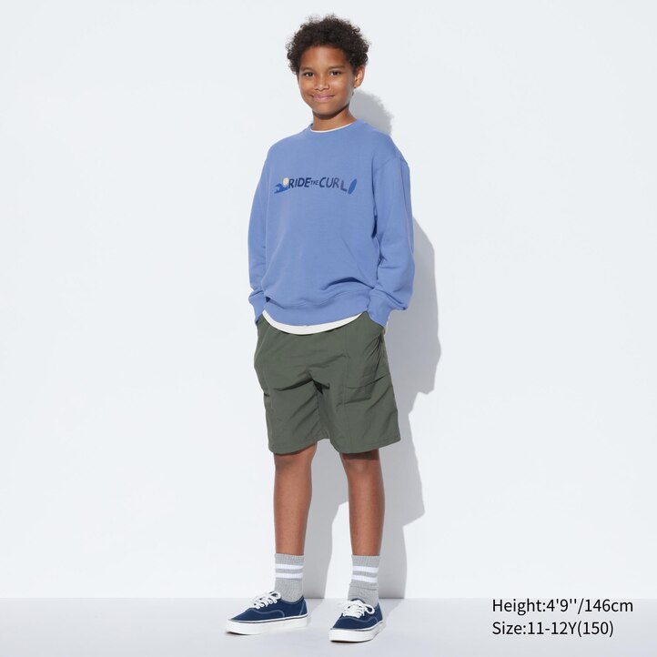 UNIQLO Ultra Stretch Graphic Sweatshirt Mavi | 342-BRNALJ