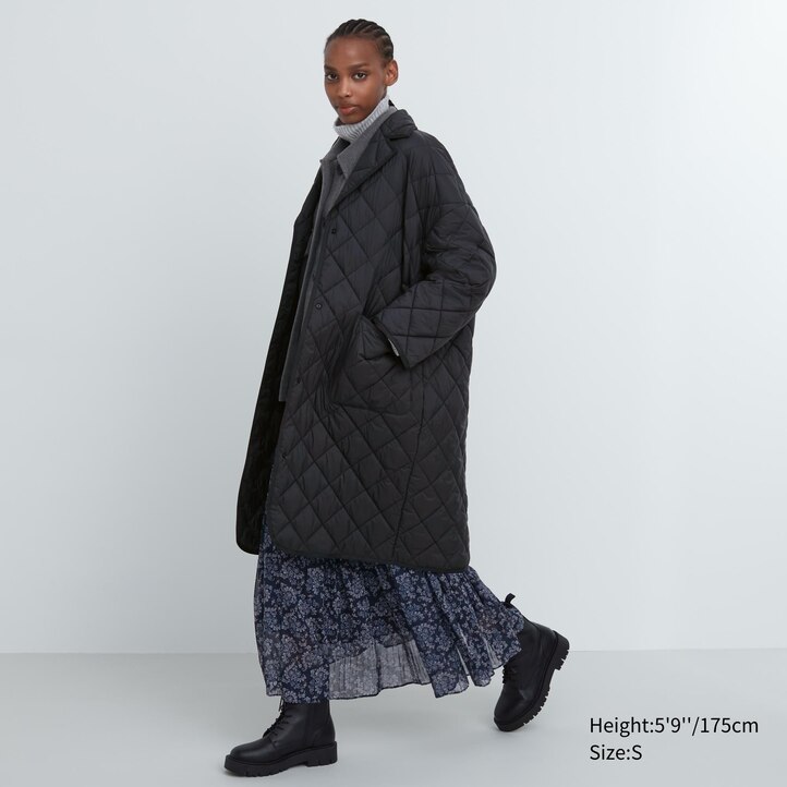 UNIQLO Warm Padded Oversized Coat Gray | 392-IAEXQB