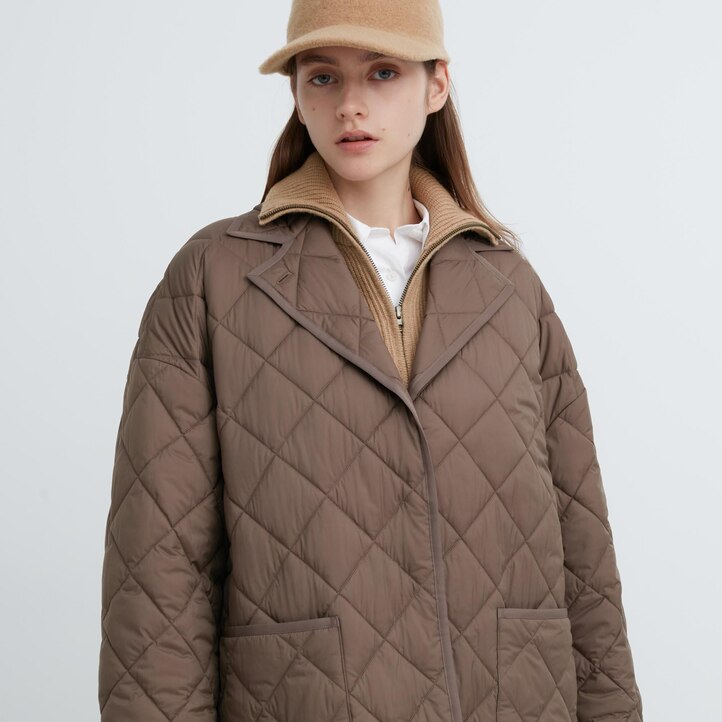 UNIQLO Warm Padded Oversized Coat Gray | 392-IAEXQB