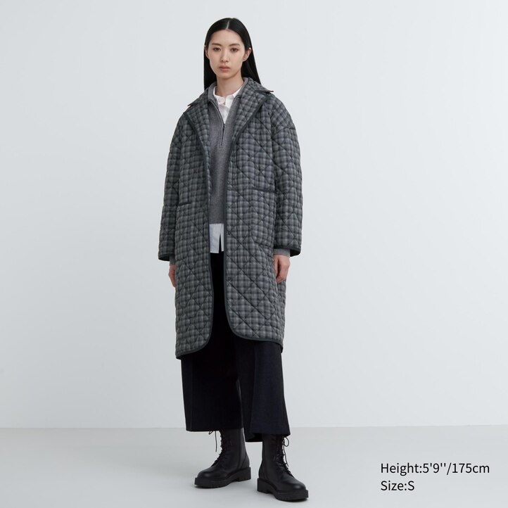 UNIQLO Warm Padded Oversized Coat Gray | 392-IAEXQB