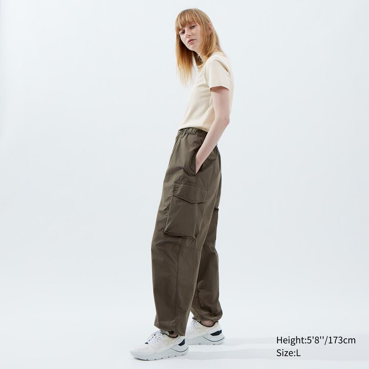 UNIQLO Wide Fit Parachute Cargo Trousers Zeytin Yeşili | 867-KEYANC