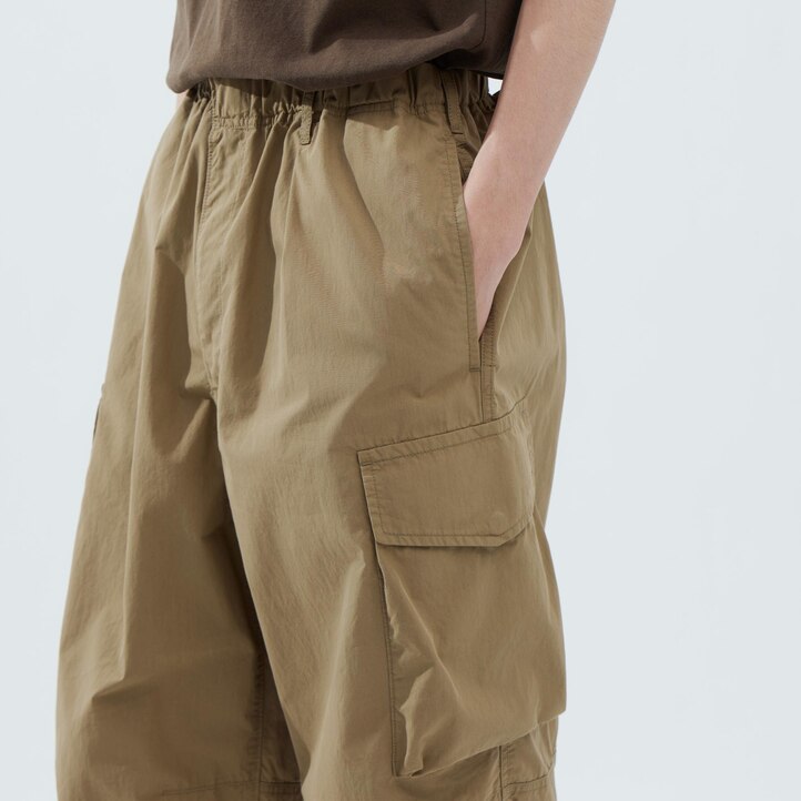 UNIQLO Wide Fit Parachute Cargo Trousers Zeytin Yeşili | 867-KEYANC