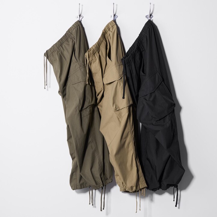 UNIQLO Wide Fit Parachute Cargo Trousers Zeytin Yeşili | 867-KEYANC