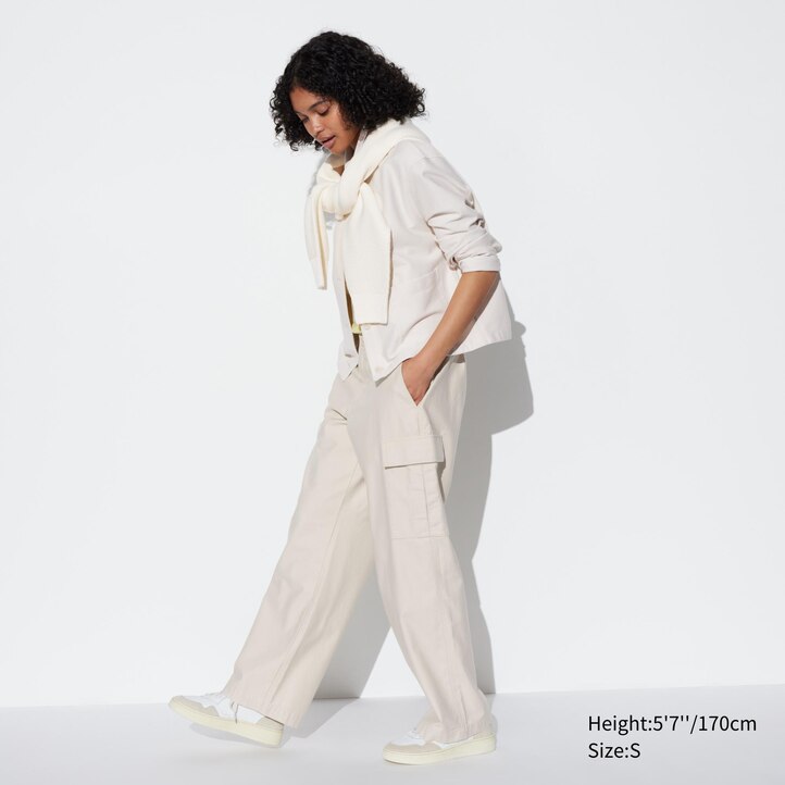 UNIQLO Wide Straight Leg Cargo Trousers Koyu | 139-WDLFVI