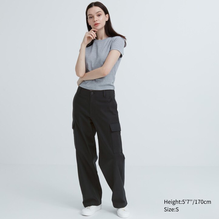 UNIQLO Wide Straight Leg Cargo Trousers Yeşil | 148-CJNDIQ