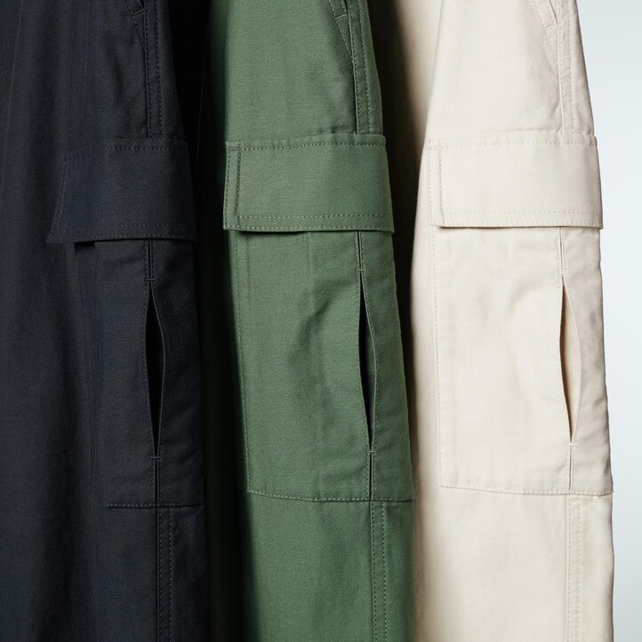 UNIQLO Wide Straight Leg Cargo Trousers Yeşil | 148-CJNDIQ