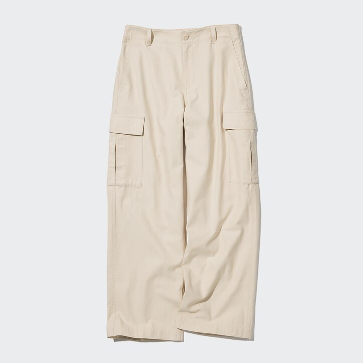 UNIQLO Wide Straight Leg Cargo Trousers Yeşil | 148-CJNDIQ